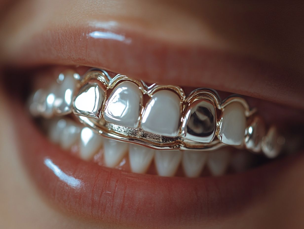 What are white teeth grillz and their unique designs?
White teeth grillz are custom-made dental accessories that are worn on the teeth to give the appearance of white, shiny teeth. They are usually made from gold, silver, or other metals, like 14K gold or 18K gold, and can be removable or permanent. These teeth grillz can also be a bold fashion statement, often associated with hip hop fashion.
How do I clean my white teeth grillz and maintain my dental health?
To clean white teeth grillz, remove them from your mouth and use a soft-bristled toothbrush and toothpaste to gently scrub them. Rinse them thoroughly with water and let them air dry before storing them in a clean container. Regular cleaning helps in maintaining dental health and prolongs the lifespan of high-quality grillz materials.
Are white teeth grillz safe to wear, and do they support oral health?
As long as they are made and fitted properly by a professional using dental molds, white teeth grillz are safe to wear. However, it is important to practice good oral hygiene and regularly clean your grillz to prevent any potential damage to your teeth and support oral health. It is advisable to use a dental impression kit for proper fitting.
Can I eat with my white teeth grillz on, and how do I protect my durable grillz?
If your white teeth grillz are removable, it is recommended to take them off before eating to prevent any potential damage or staining. However, if they are permanent, you should avoid hard and sticky foods to prevent any damage to your durable grillz. This ensures the grillz maintain their high purity and shininess.
How long do white teeth grillz last, and what ensures their durability?
The lifespan of white teeth grillz depends on the material they are made from, the quality of the grillz, and how well they are taken care of. With proper maintenance and care, especially using grillz kits and high-quality materials, they can last for several years.
Can I get a custom design for my white teeth grillz, and how do I choose from different grill styles?
Yes, you can get a custom design for your white teeth grillz. Many jewelers and dentists offer this service, allowing you to create a unique and personalized design for your grillz, choosing from different grill styles and ensuring the best fit using measuring teeth techniques.