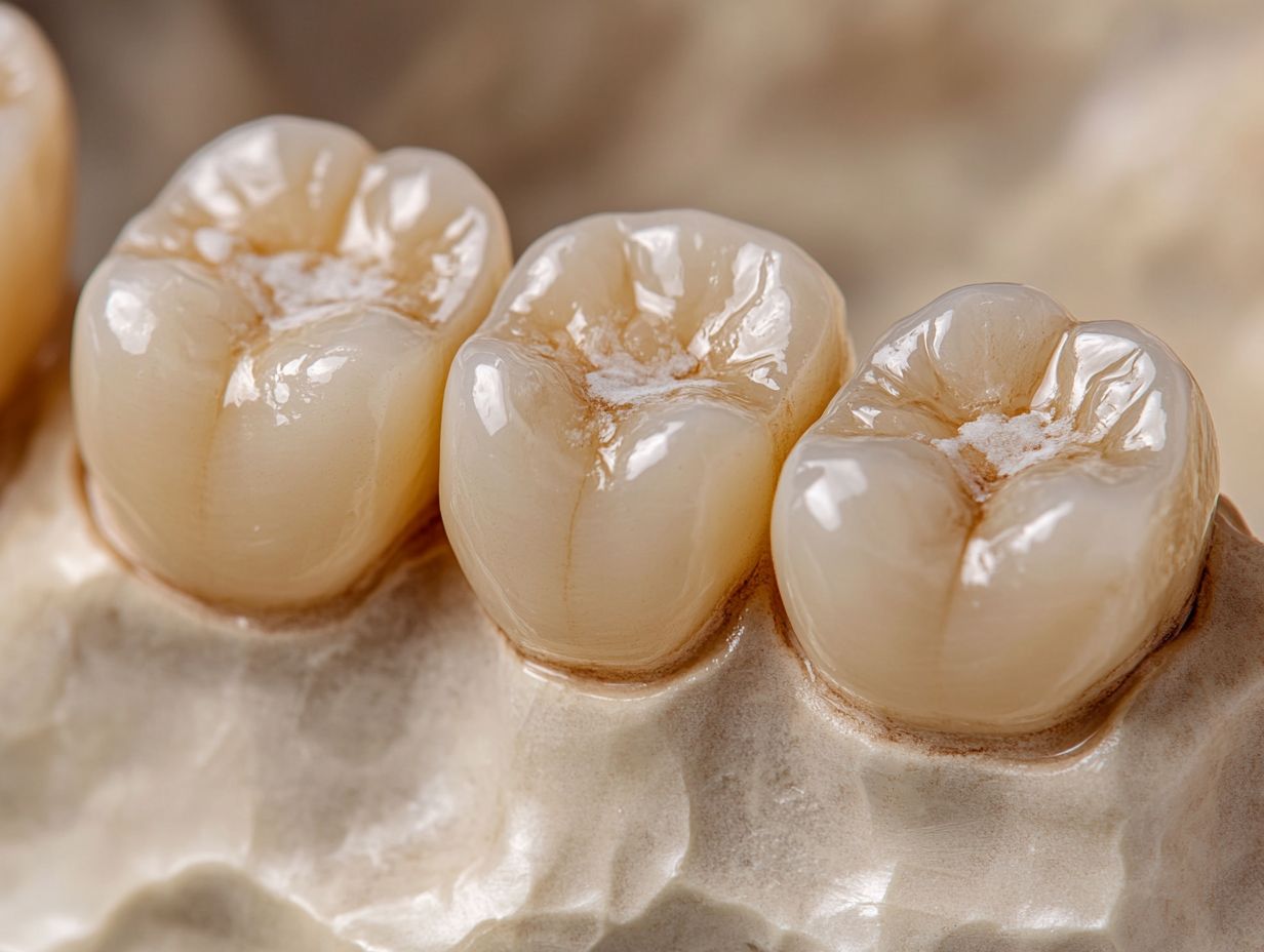 How can I prevent white spots from forming at the bottom of my teeth?